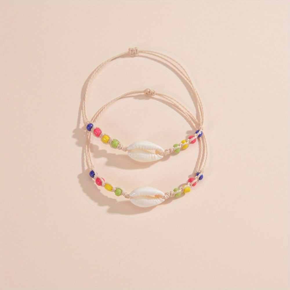 2pcs Beach Shell Rice Beads Friendship Bracelet Set